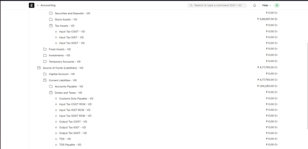 Configure chart of accounts